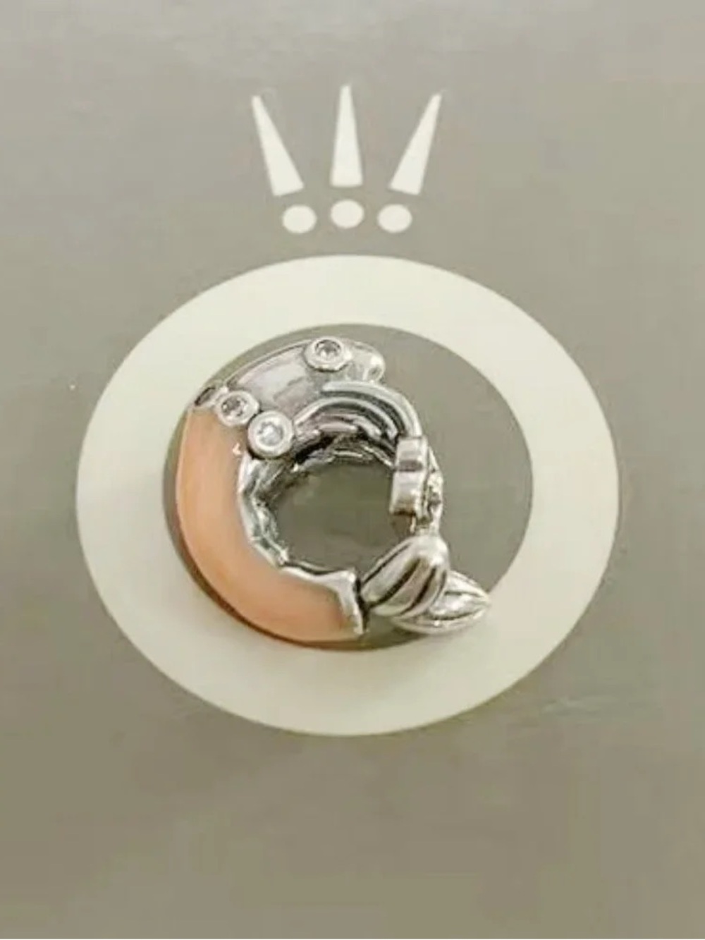 Pandora Peach Enamel Charm with Clear Stones